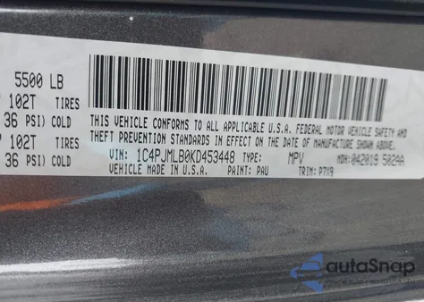 2019 Jeep Cherokee Latitude Plus 4X4 z USA, uszkodzony, nr VIN 1C4PJMLB0KD453448